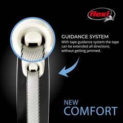 FLEXI 360° tape guidance keeps leash extension smooth.
