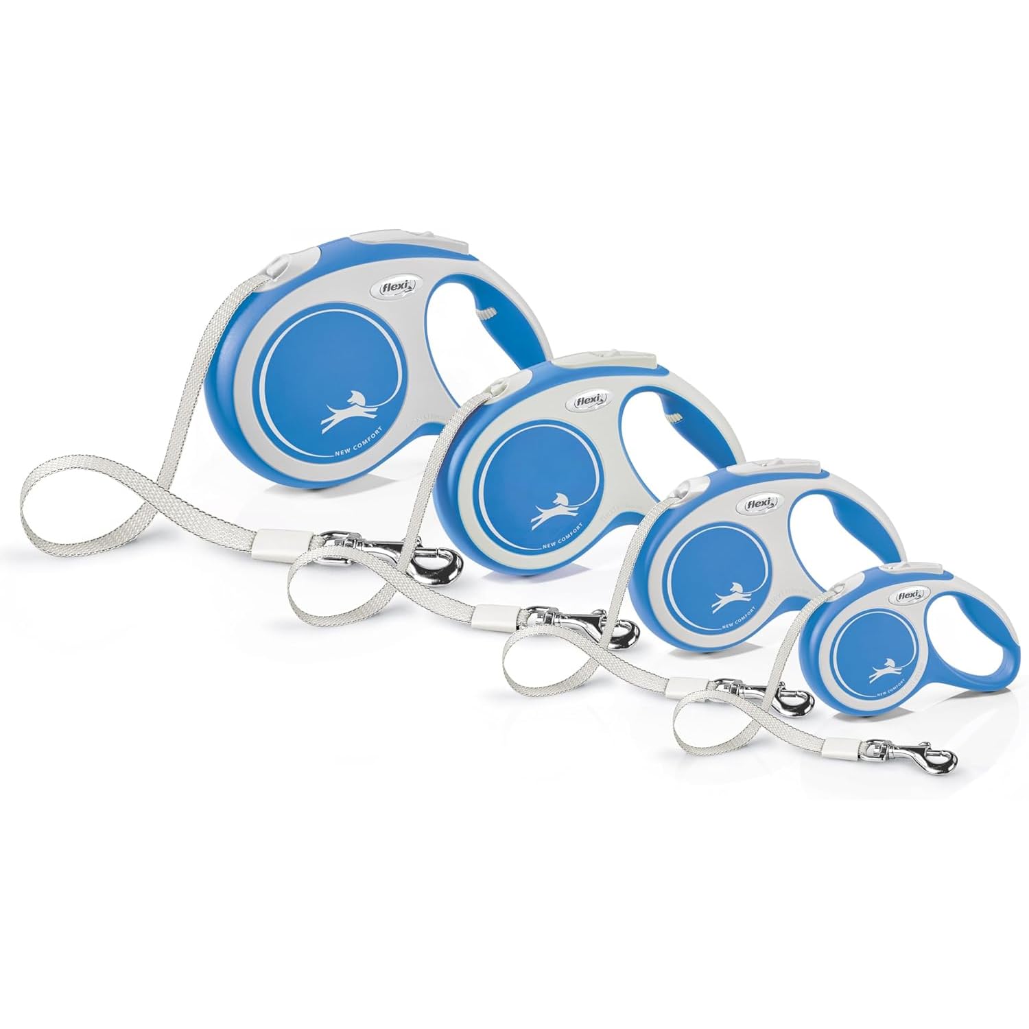 FLEXI New Comfort Tape Leash blue 16ft suits urban parks and streets.