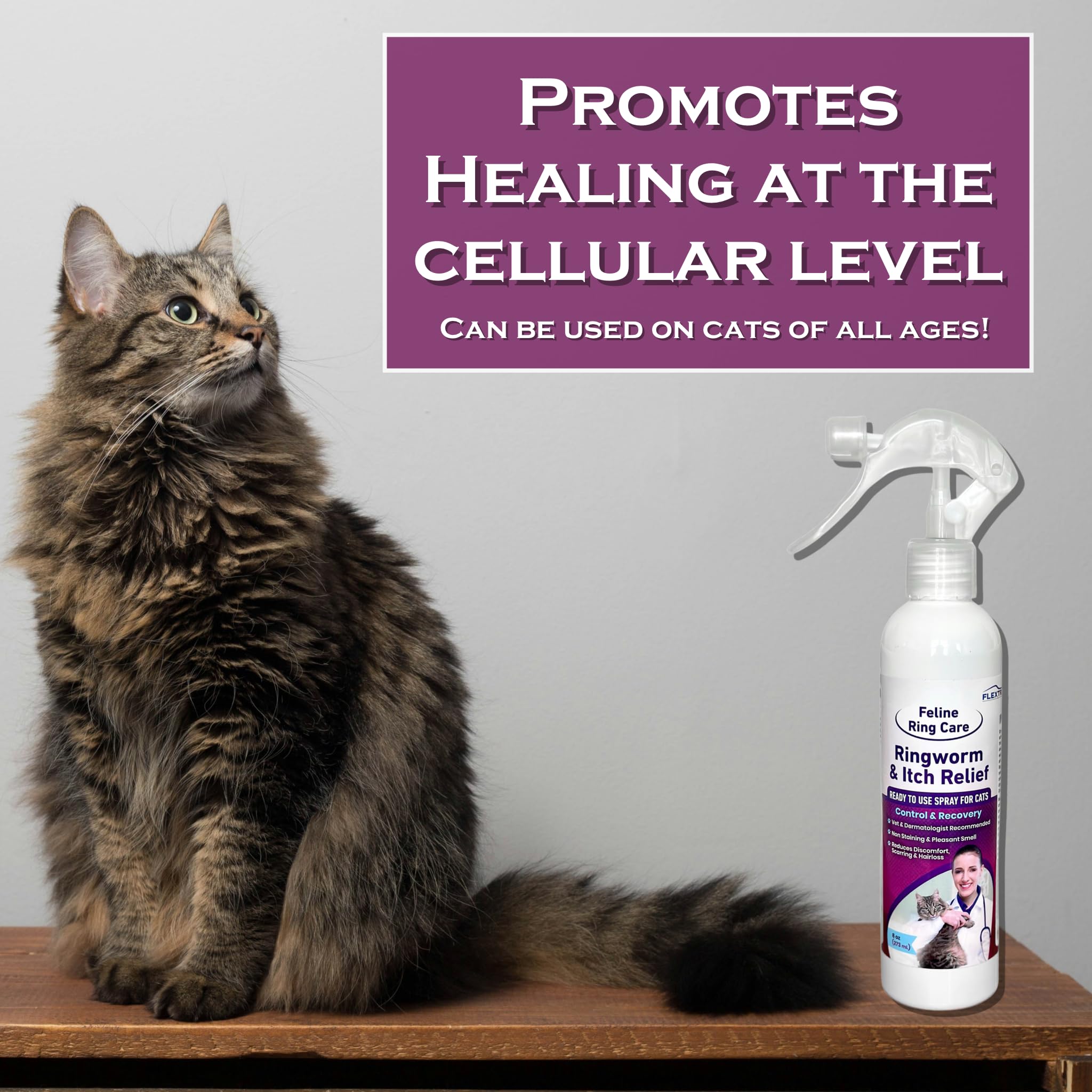 FlexTran Feline Ring Care label highlights fragrance-free, gentle formula.