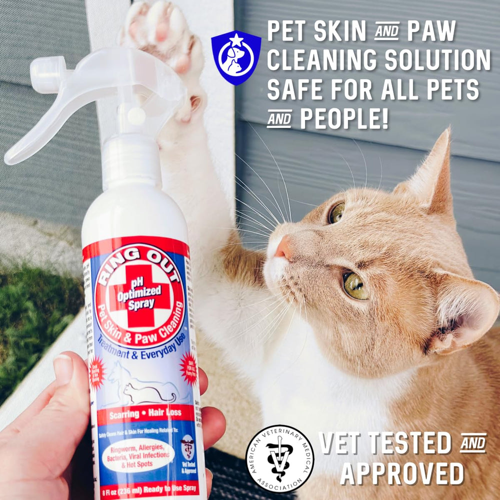 FlexTran Ring Out for Pets spray application close-up shows even mist