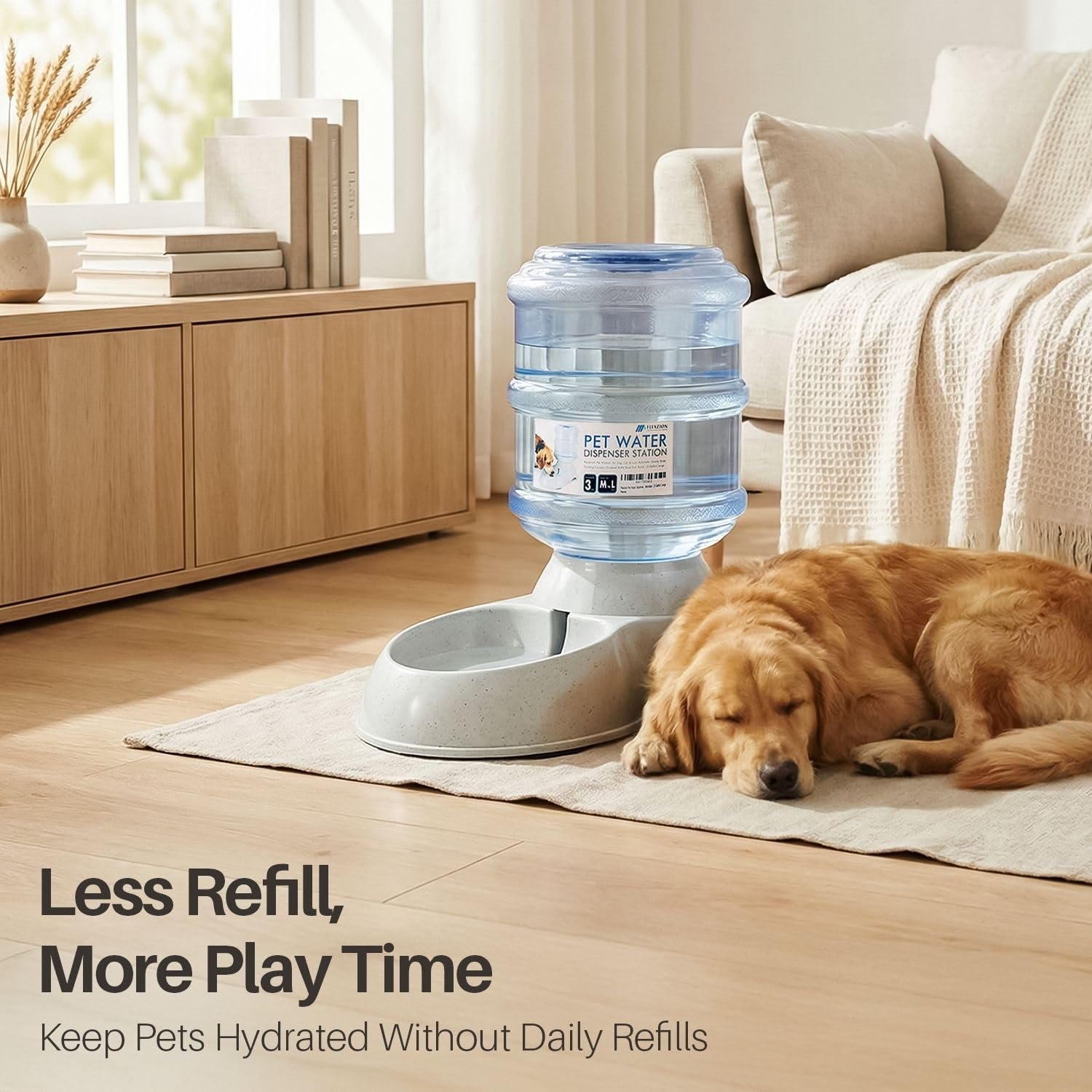 Flexzion automatic waterer for dogs and cats in use and refilling as needed