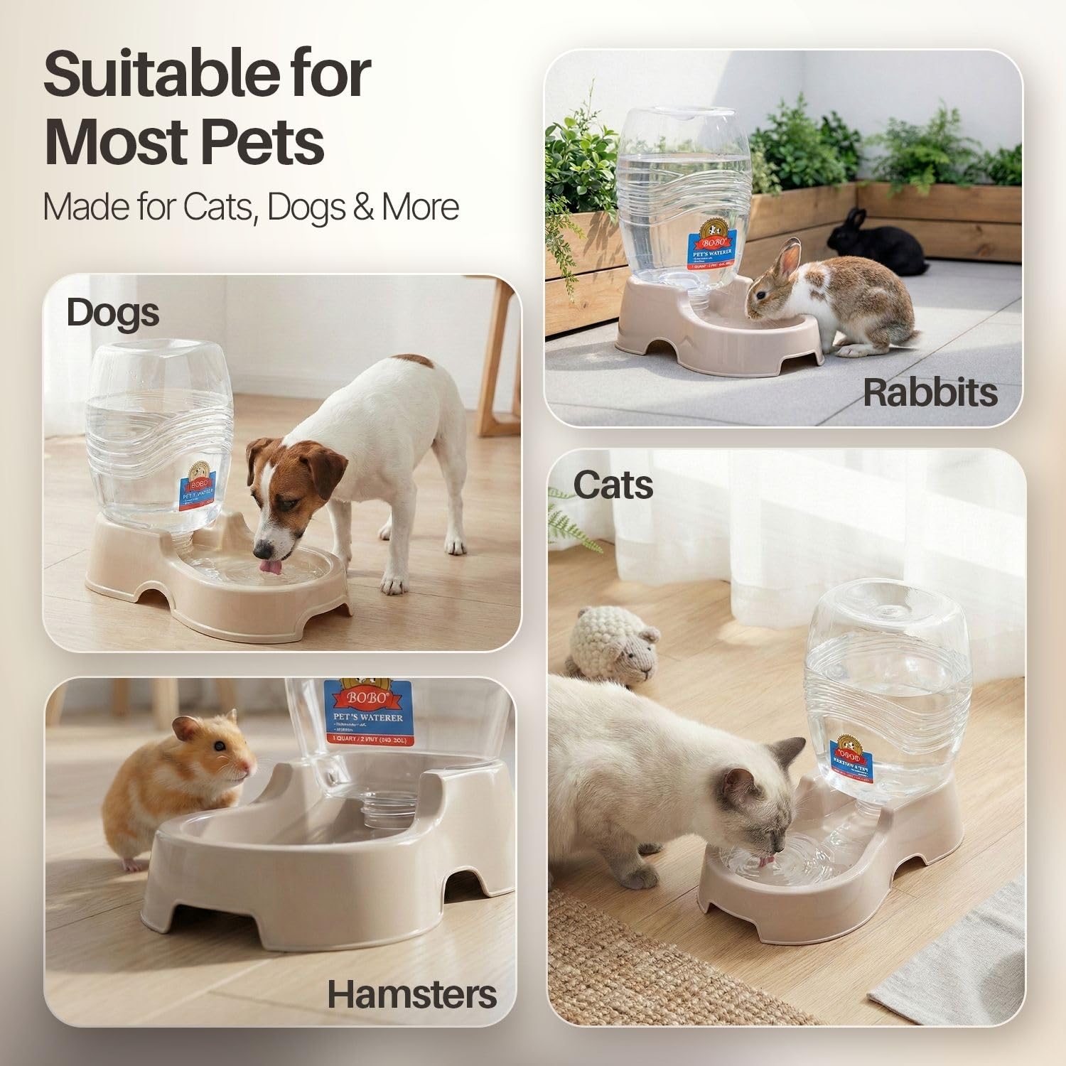 Flexzion beige waterer promotes spill-free hydration in shared spaces
