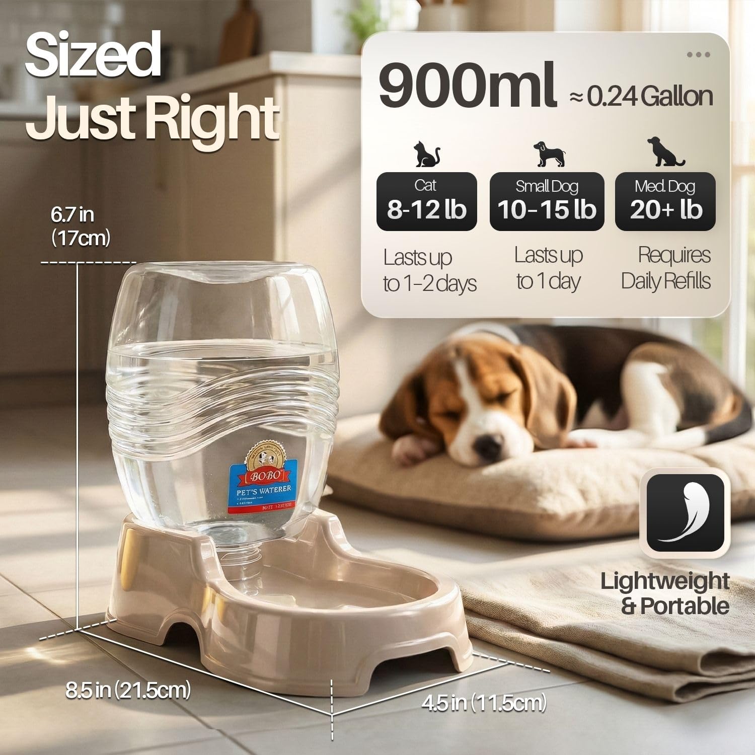 Flexzion 900ml capacity demonstrates convenient hydration for multiple pets