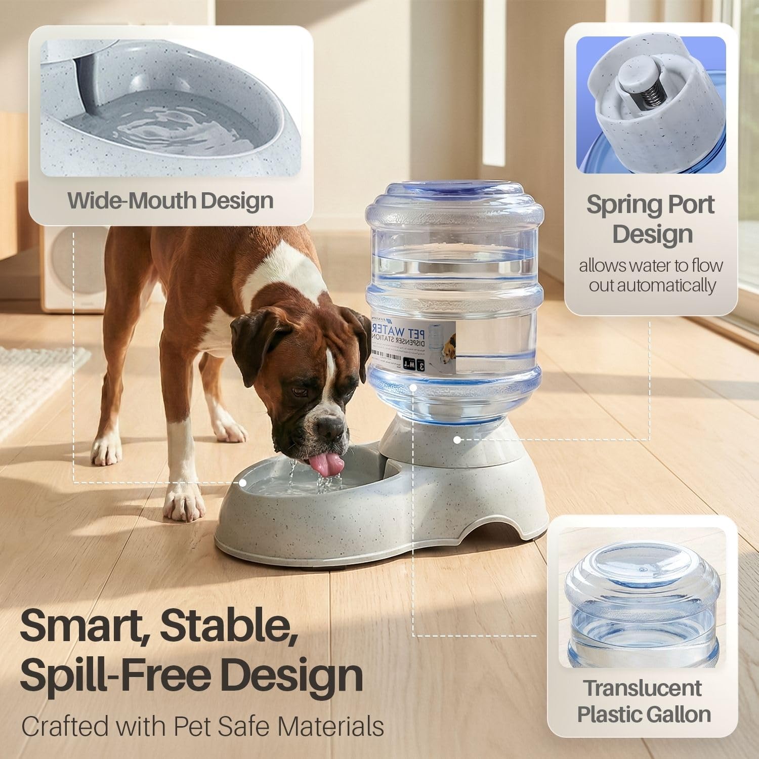 Non-slip feet keep the Flexzion waterer stable on floors