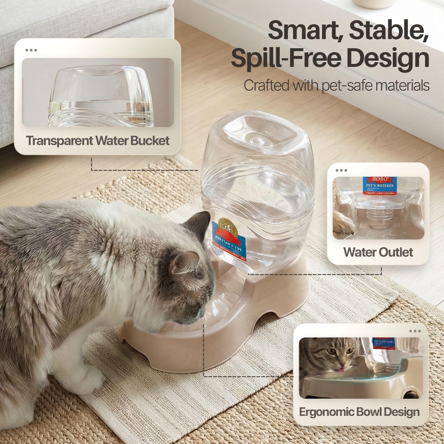 Flexzion non-skid feet keep the dispenser steady during use