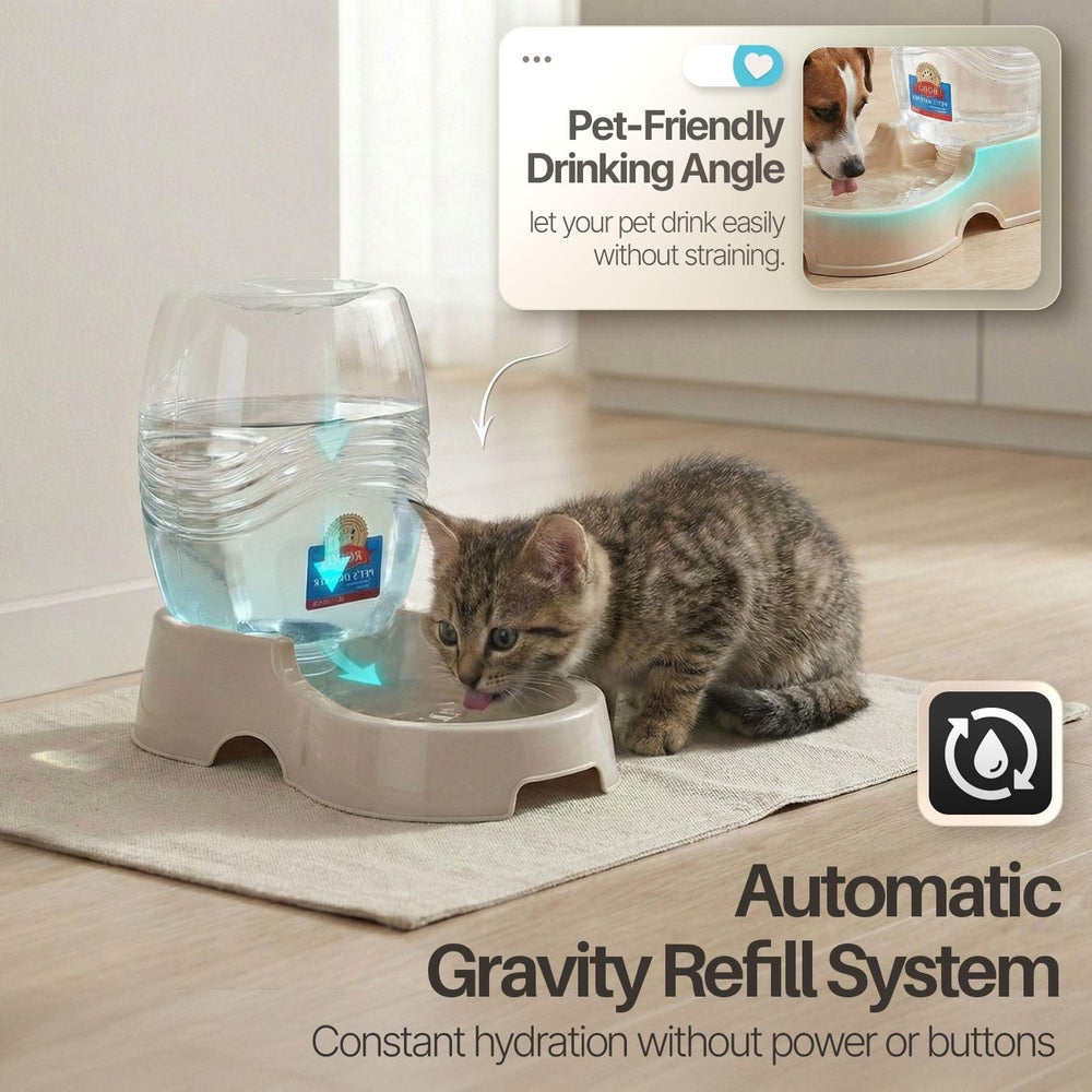 Flexzion gravity water bowl detail highlighting durable PP plastic