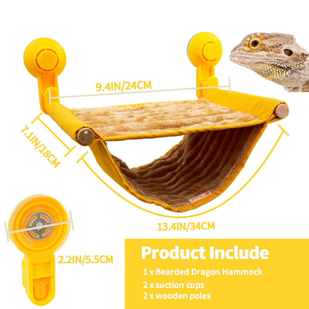 Bright yellow FlidRunest hammock adds warmth to reptile enclosures.
