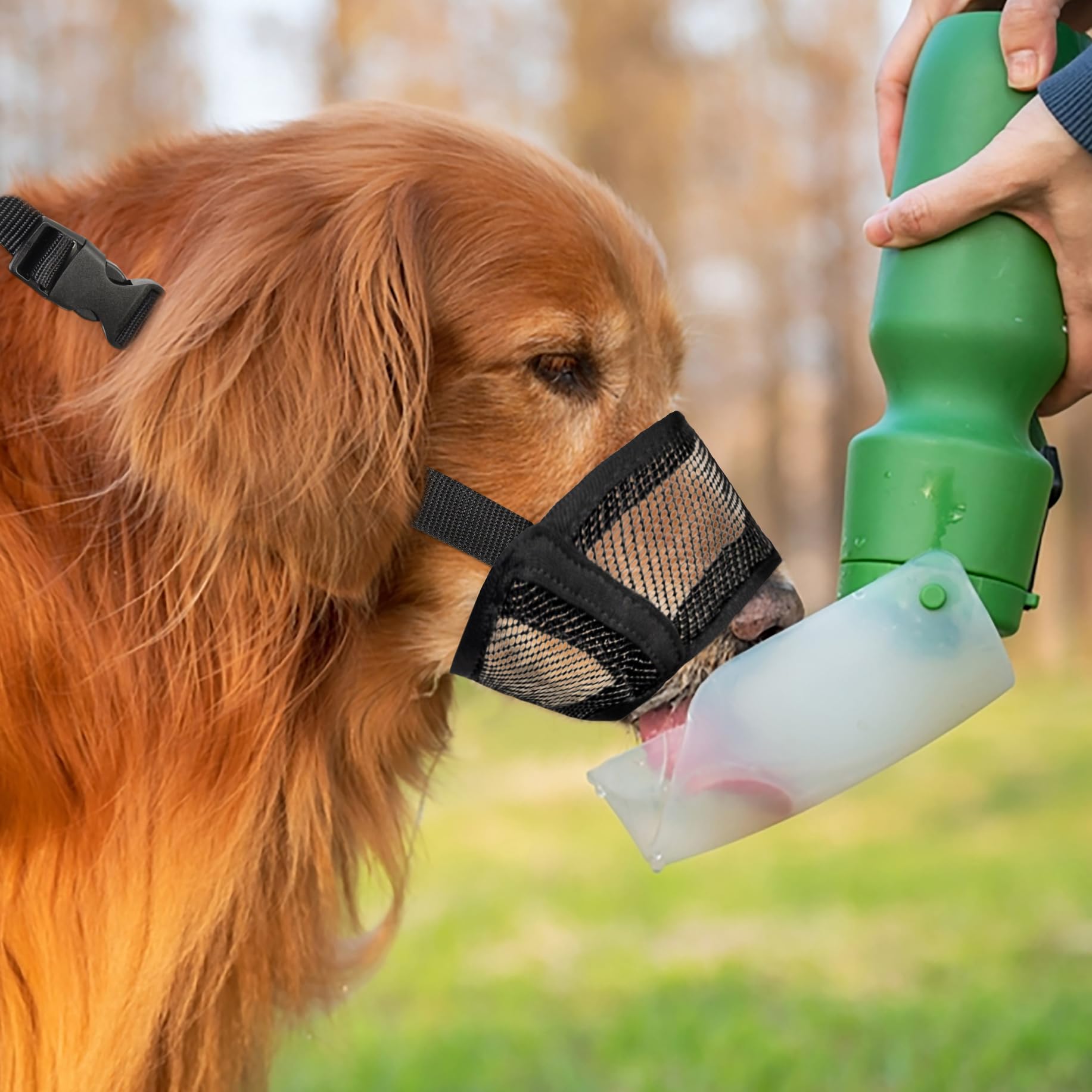 Flintstone large dog muzzle packs compactly for travel.