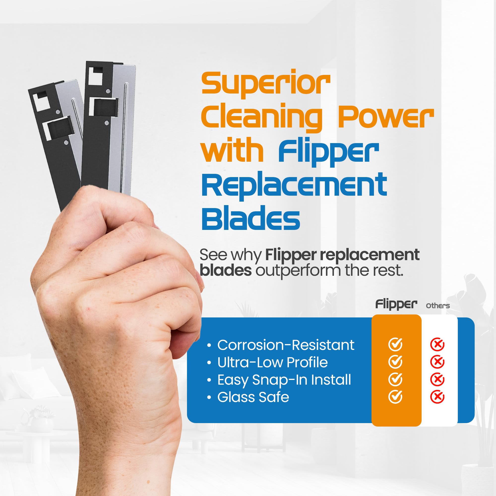 FL!PPER blades help keep tank glass clear with minimal disruption.