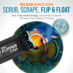 FL!PPER Edge dual blades for versatile cleaning on glass and acrylic.