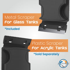 Flipper Max 2-in-1 scrubber-scraper demonstrates versatile cleaning action on glass and acrylic.