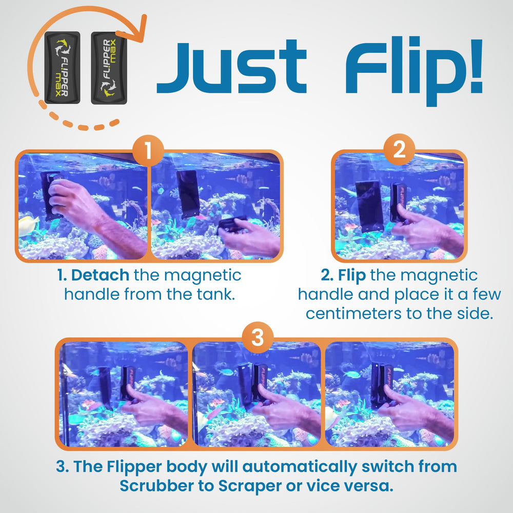 Flipper Max comfortable magnetic handle for precise movement across tanks.