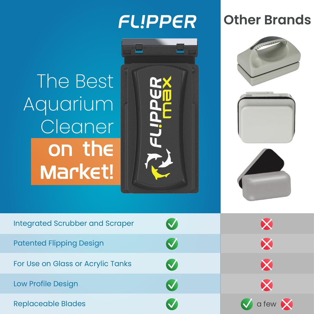 Flipper Max durable cleaning across tank panels prevents buildup.