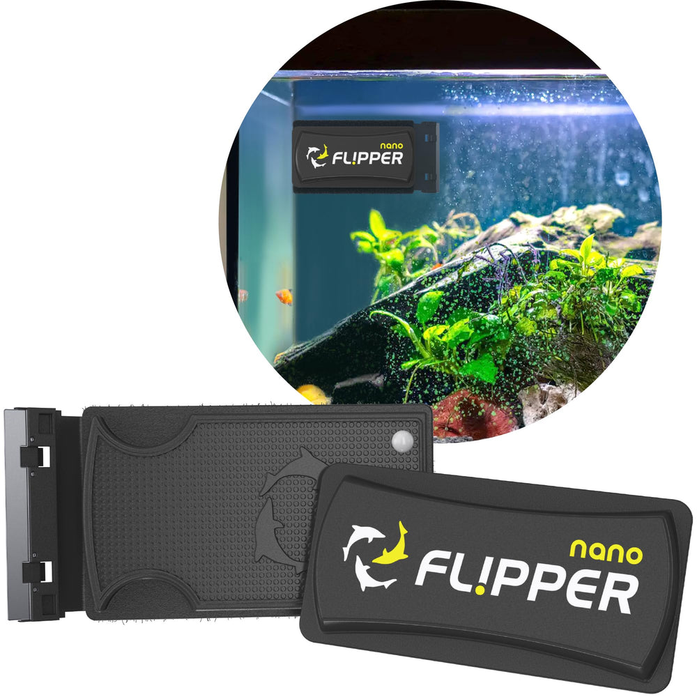 Flipper Nano algae cleaner on glass tank for effortless algae removal