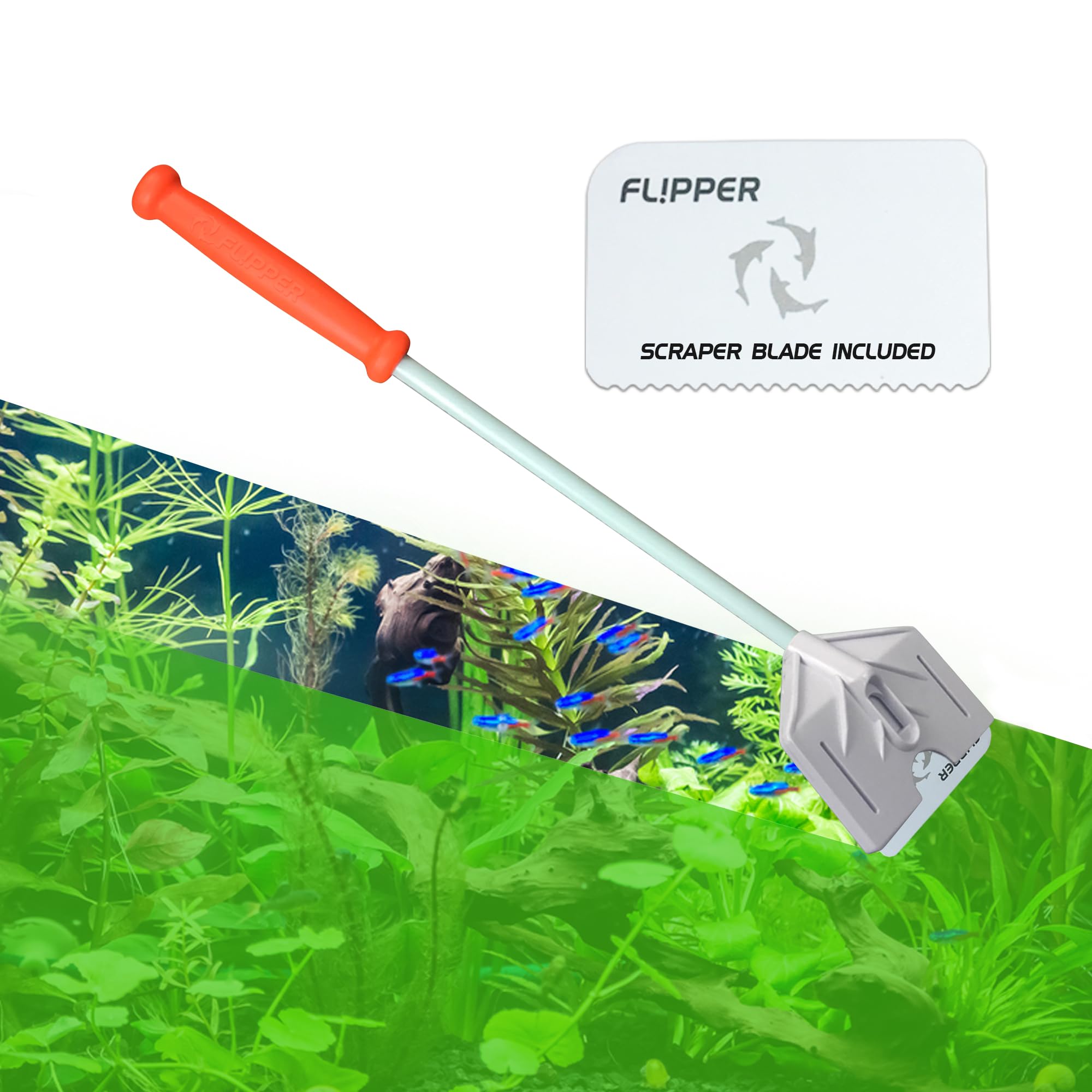 FL!PPER Platinum scraper on glass edge for smooth, streak-free cleaning