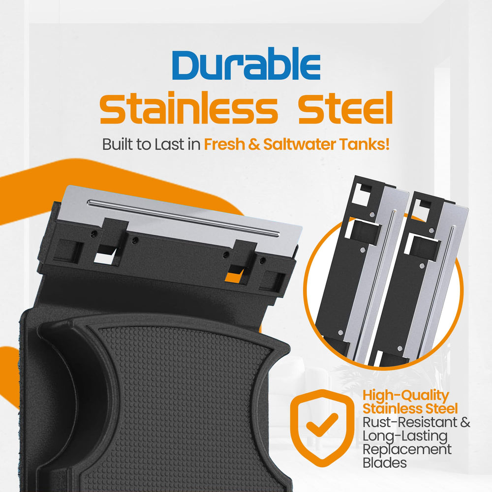 FL!PPER stainless steel blades offer durable, clean scraping performance on tank glass.