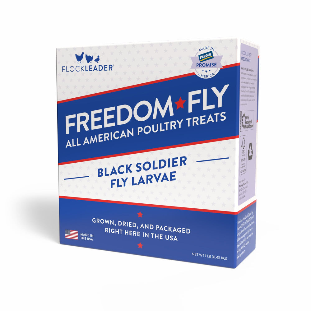 Packaging box of FLOCKLEADER Freedom Fly highlighting USA sourcing.