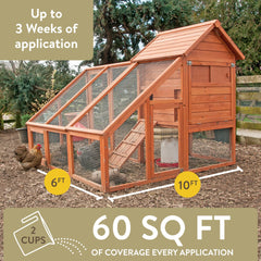 Moisture absorber granules show moisture control in the coop environment.
