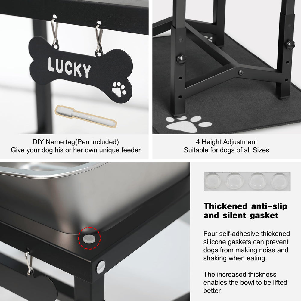 Flodomix height-adjustable stand adapts to your dog's size and needs.