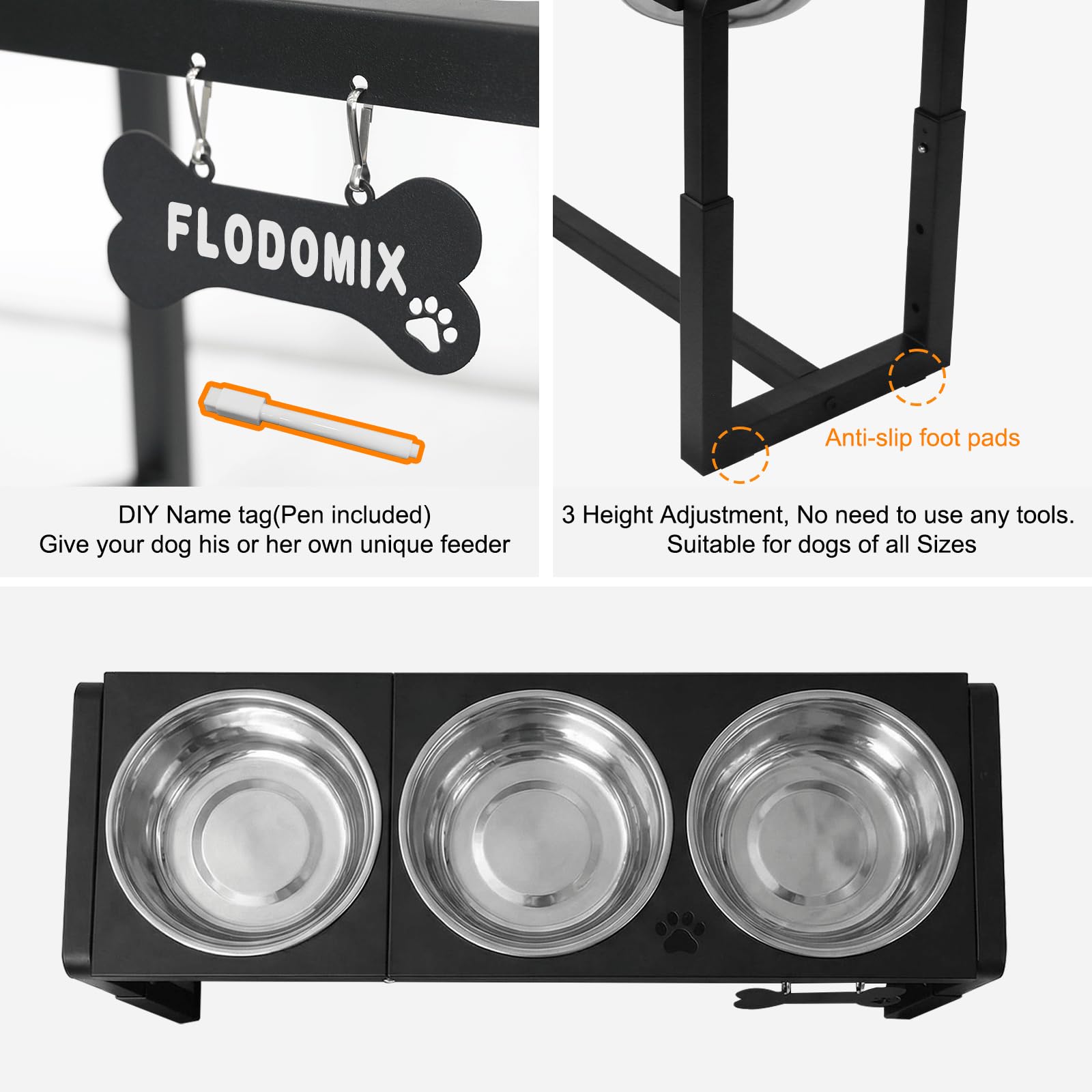 Flodomix splash pad contains spills for a cleaner feeding area