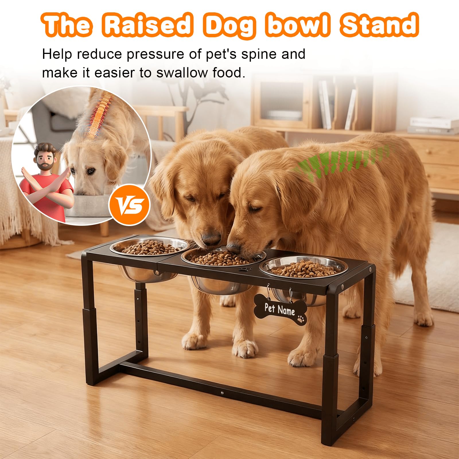 Flodomix three 58oz stainless bowls offer ample capacity for multiple dogs
