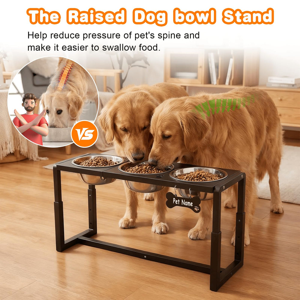 Flodomix three 58oz stainless bowls offer ample capacity for multiple dogs