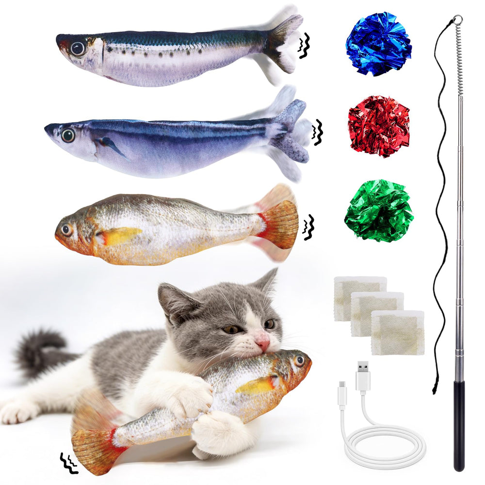 Floppy Fish cat toy with crinkle paper for engaging indoor play and boredom relief.