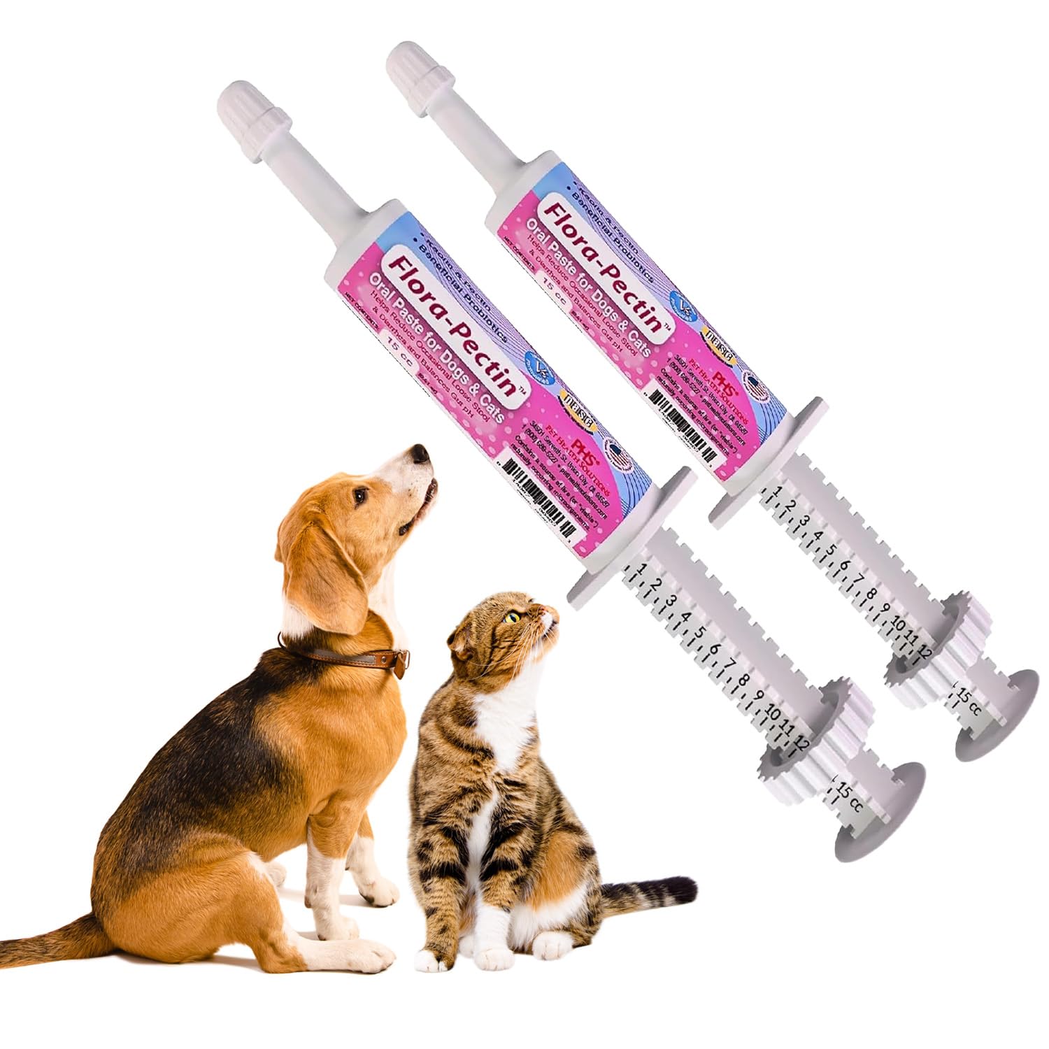 FLORA-PECTIN duo-pack bottles provide convenient GI support for pets.