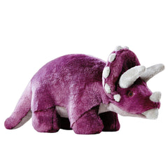 Close-up of Fluff & Tuff Charlie Triceratops plush, highlighting sturdy fabric and reinforced seams.