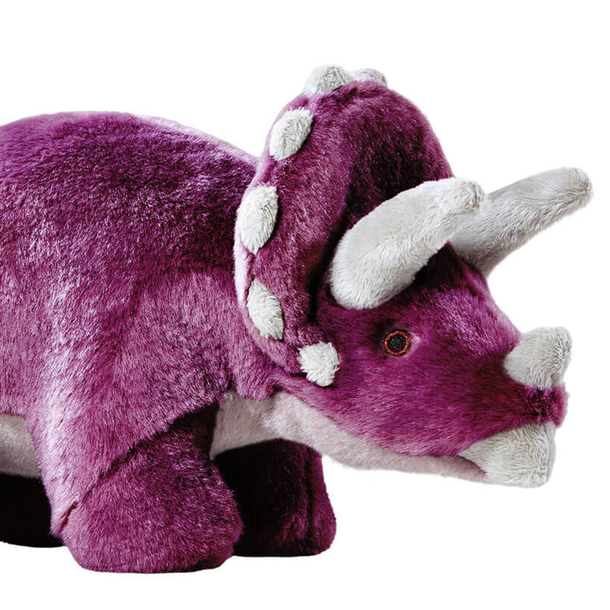 Charlie Triceratops plush toy in action during play, ideal for large dogs.