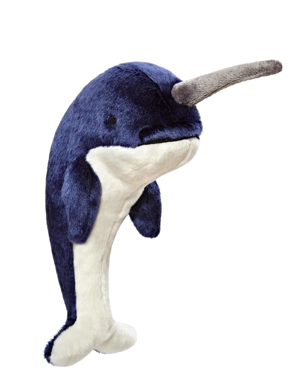 Fluff & Tuff Bleu Narwhal plush toy, 11 inches, soft cuddle buddy for medium dogs.