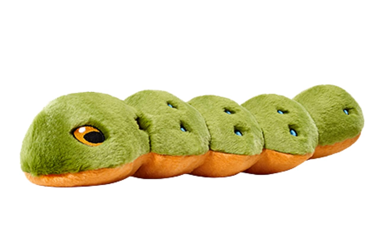 Fluff & Tuff Katie Caterpillar with embroidered eyes for safe, friendly focus during play.