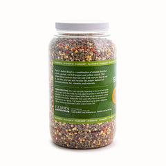 Freeze-dried yellow squash shown as part of the vibrant veggie mix