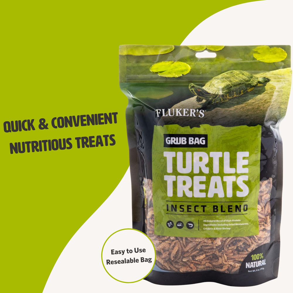 Fluker's Grub Bag fed to aquatic pets during feeding time