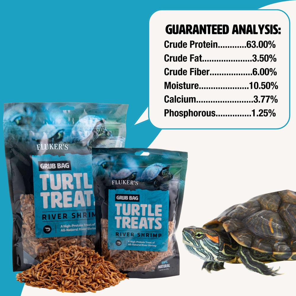 Fluker's Grub Bag Freeze-Dried River Shrimp close-up highlights protein-rich snack.