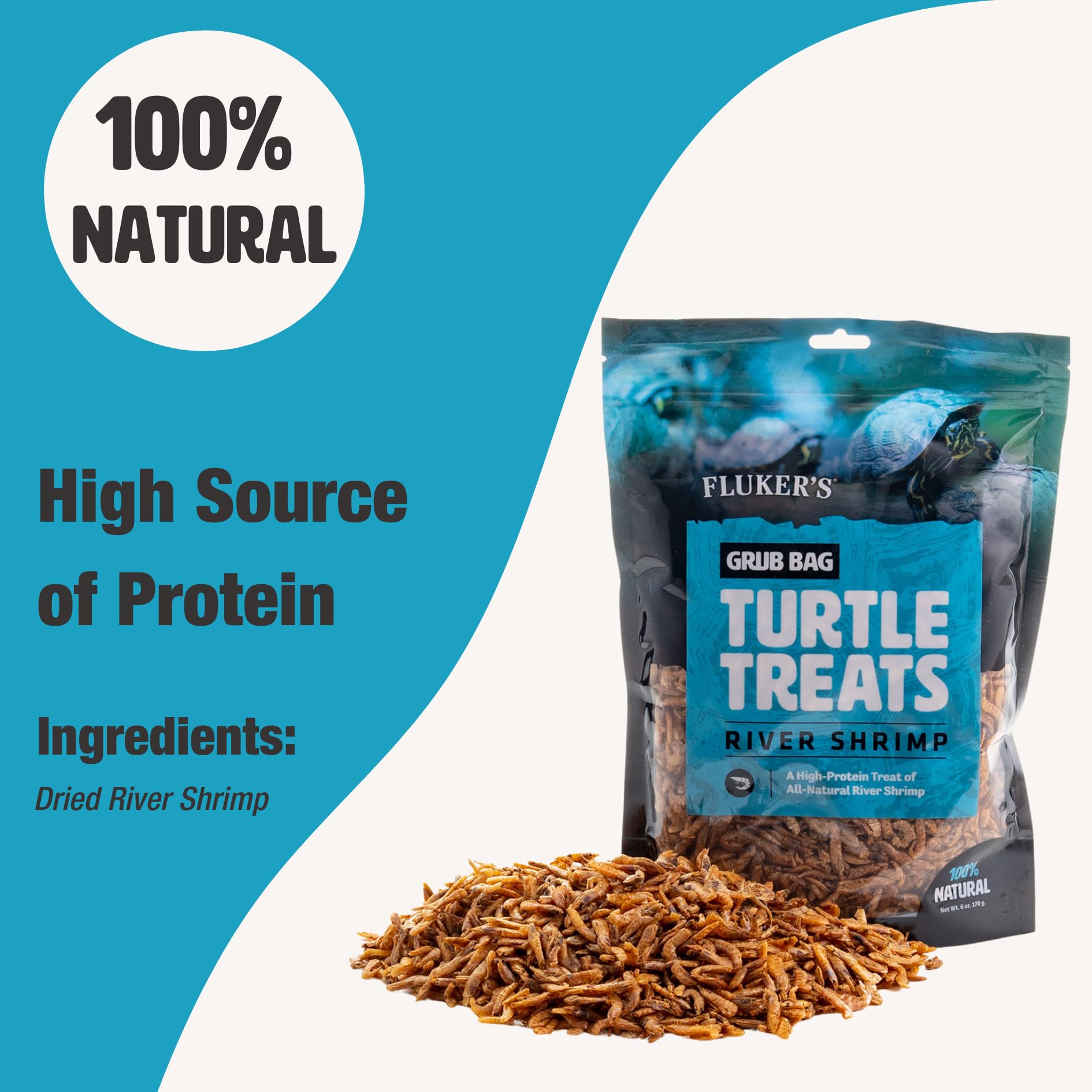 Fluker's Grub Bag Turtle Treats feeding-time scene shows quick, simple feeding.