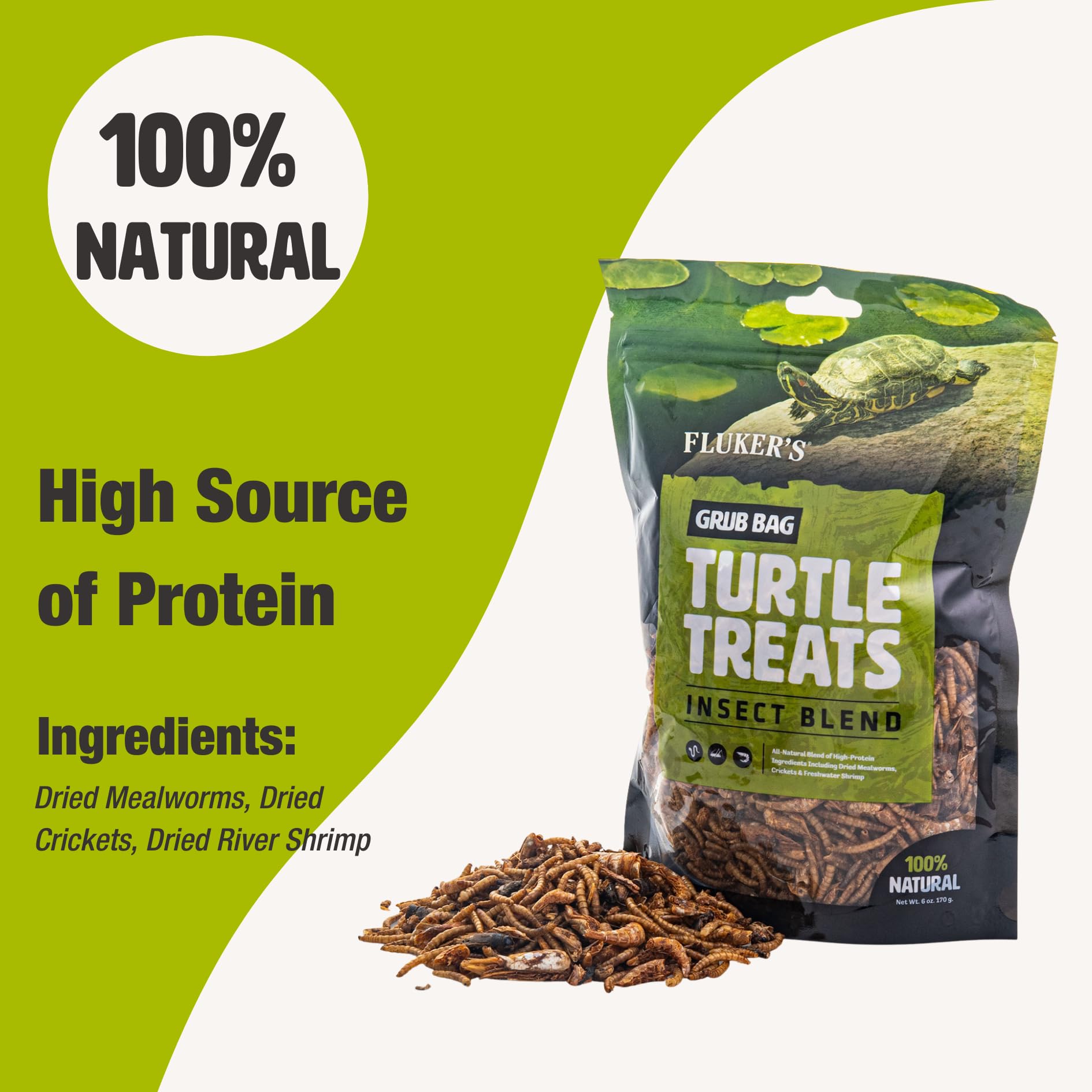 Fluker's Grub Bag Turtle Treats used during aquatic turtle feeding