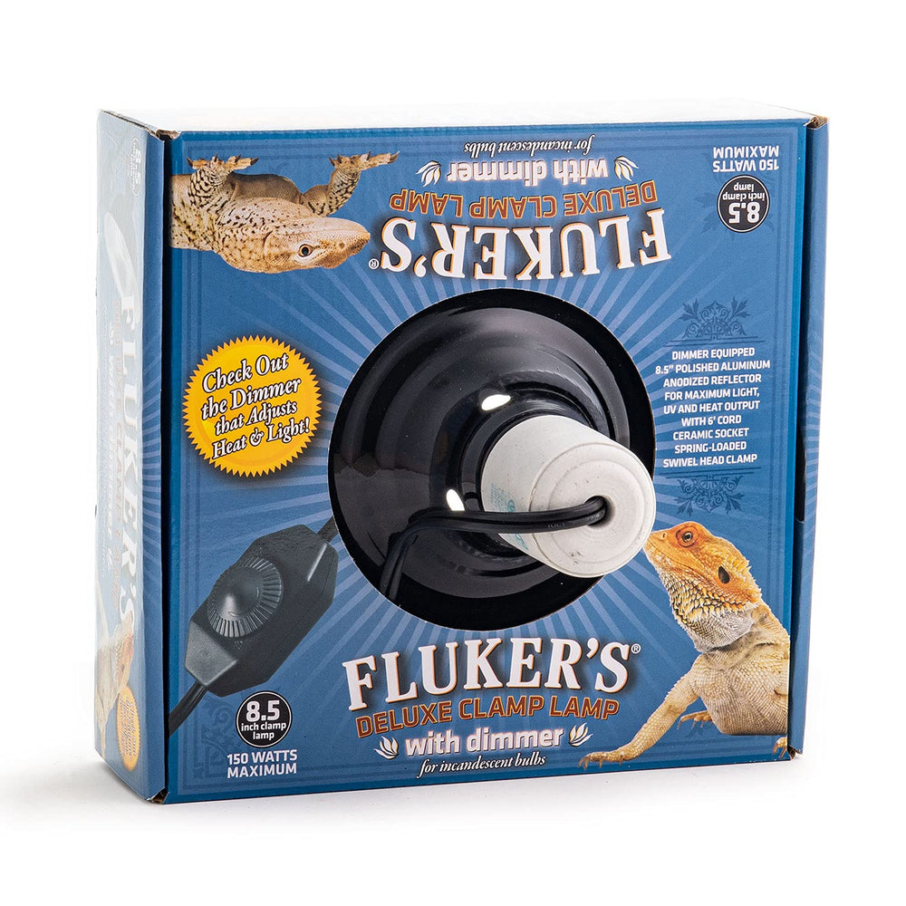 Fluker's Repta-Clamp Lamp dimmer switch in use for adjustable warmth.