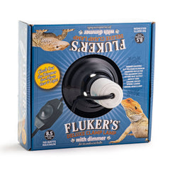Fluker's Repta-Clamp Lamp dimmer switch in use for adjustable warmth.