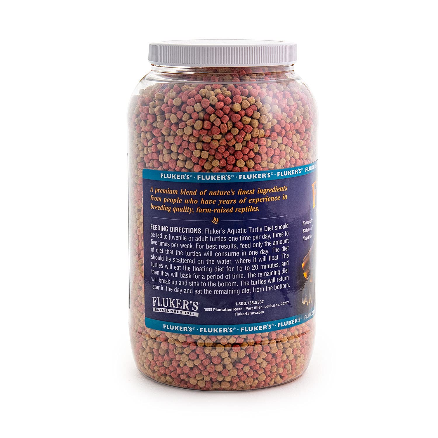 Fluker's Turtle Pellets Floating in water for easy surface feeding.