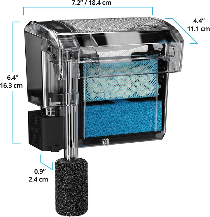 Fluval 50 Power Filter media basket holds AquaClear foam and carbon for clearer water