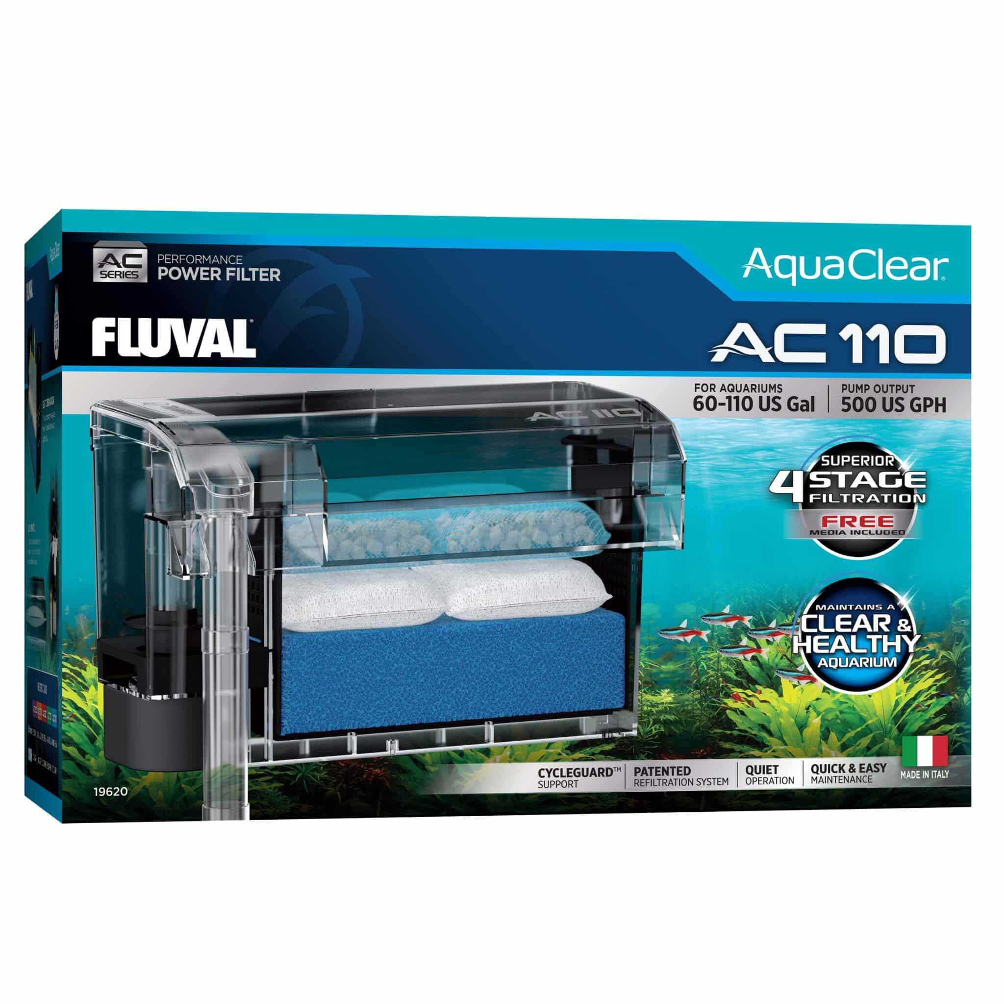 Fluval AC110 media kit assembly showing complete filtration media set