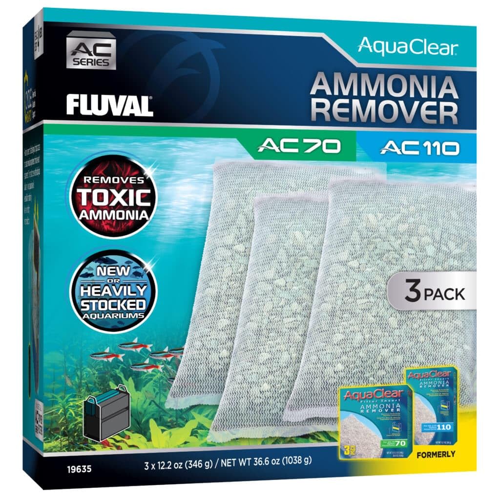 Fluval Ammonia Remover 3-pack packaging for freshwater tanks.