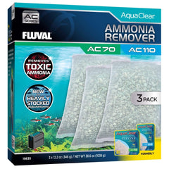 Fluval Ammonia Remover 3-pack packaging for freshwater tanks.