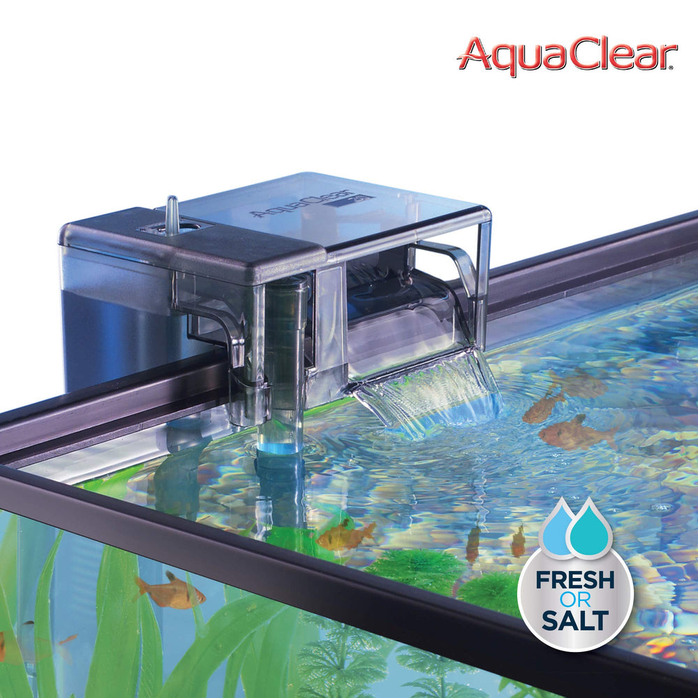 Fluval AquaClear 110 power filter replacement media image demonstrates easy swap.