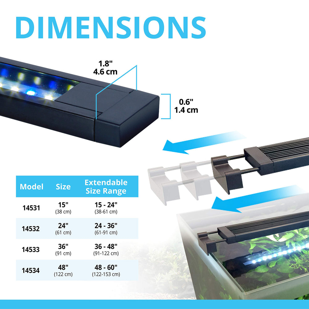 Fluval Aquasky 2.0 6500K white plus RGB enables creative color blends.
