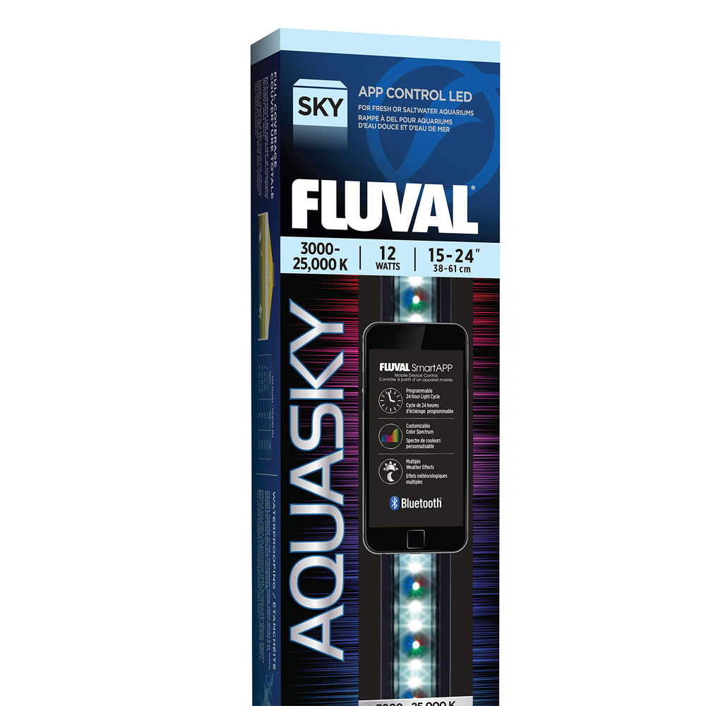 Fluval Aquasky 2.0 front view shows uniform lighting across a 24-inch tank.