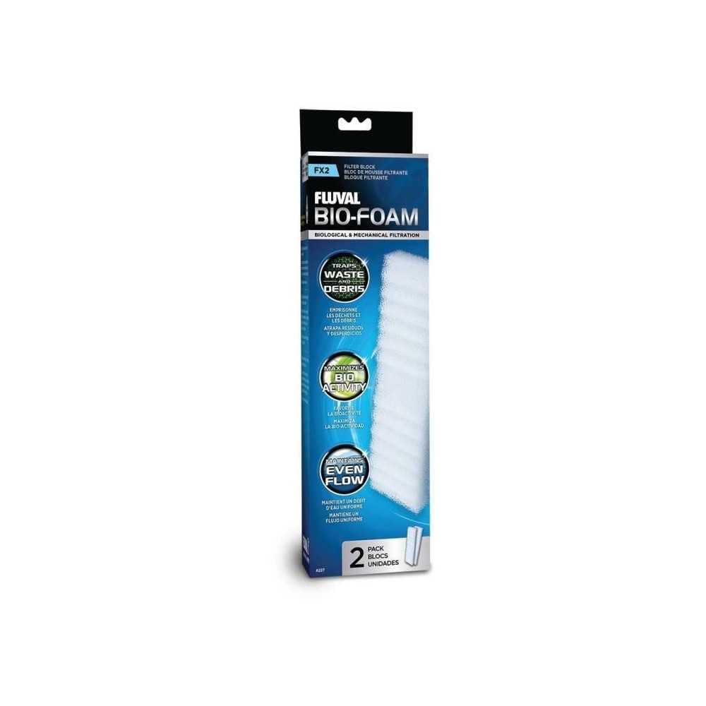 Fluval Bio-Foam Block 2-Pack for FX2 captures debris and supports biological filtration.