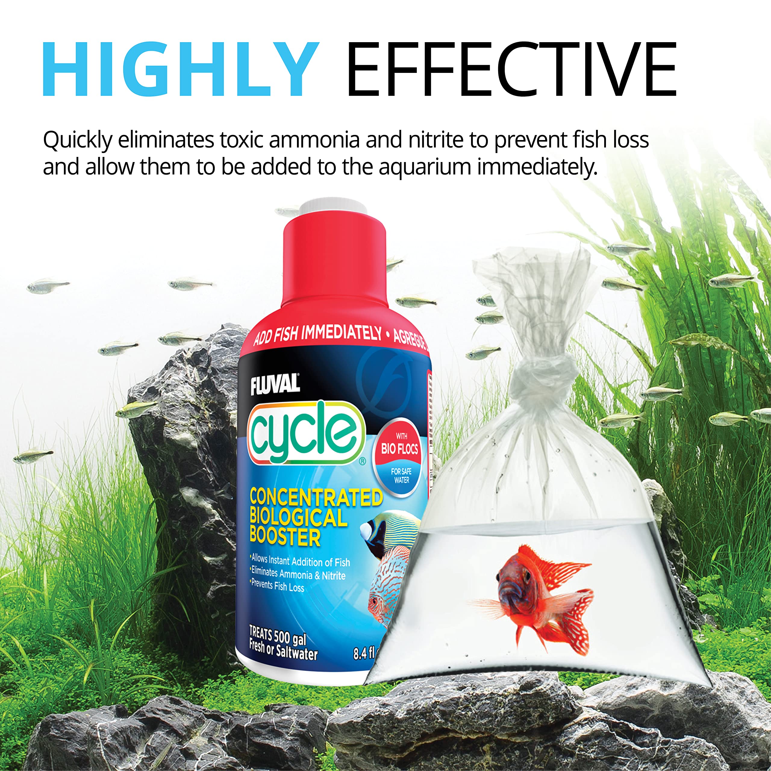 Fluval Biological Enhancer in an aquarium setup illustrating rapid preparation