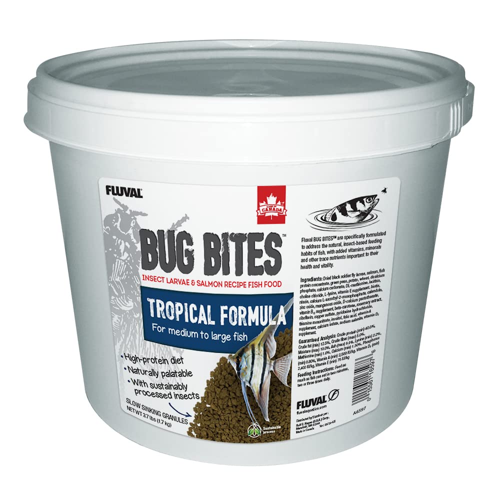 Fluval Bug Bites packaging showing a balanced diet for tropical fish